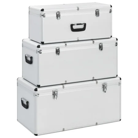Storage boxes 3 units silver aluminum by vidaXL, Toolboxes - Ref: Foro24-91852, Price: 209,95 €, Discount: %