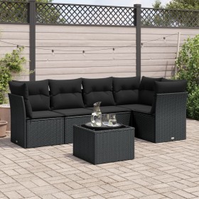 6-teiliges Gartensofa-Set und schwarze synthetische Rattankissen von , Gartensets - Ref: Foro24-3217605, Preis: 381,05 €, Rab...