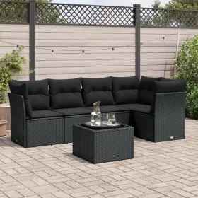 6-teiliges Gartensofa-Set und schwarze synthetische Rattankissen von , Gartensets - Ref: Foro24-3217605, Preis: 387,81 €, Rab...