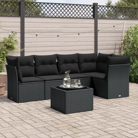 6-piece garden sofa set and black synthetic rattan cushions by , Garden sets - Ref: Foro24-3217605, Price: 388,69 €, Discount: %