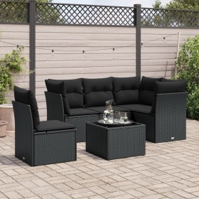 6-teiliges Gartensofa-Set und schwarze synthetische Rattankissen von , Gartensets - Ref: Foro24-3217645, Preis: 388,69 €, Rab...