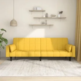 2-seater sofa bed with two yellow fabric pillows by , Sofas - Ref: Foro24-375838, Price: 281,01 €, Discount: %