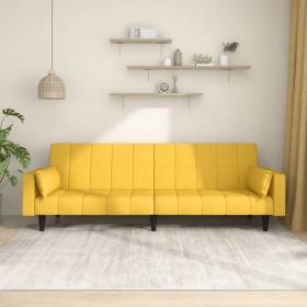 Sofá cama de 2 plazas con dos almohadas tela color amarillo de , Sofás - Ref: Foro24-375838, Precio: 285,96 €, Descuento: %