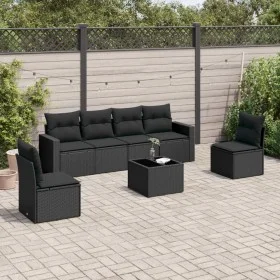 7-piece garden dining set and black synthetic rattan cushions by , Garden sets - Ref: Foro24-3218805, Price: 431,16 €, Discou...