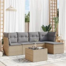 Garden sofa set with cushions 6 pieces beige synthetic rattan by , Garden sets - Ref: Foro24-3217569, Price: 332,42 €, Discou...