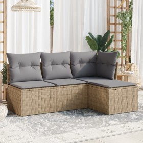Garden sofa set with cushions 4 pieces beige synthetic rattan by , Garden sets - Ref: Foro24-3217499, Price: 226,51 €, Discou...