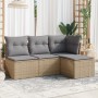 Garden sofa set with cushions 4 pieces beige synthetic rattan by , Garden sets - Ref: Foro24-3217499, Price: 226,51 €, Discou...