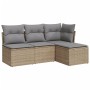 Garden sofa set with cushions 4 pieces beige synthetic rattan by , Garden sets - Ref: Foro24-3217499, Price: 226,51 €, Discou...