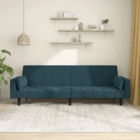 2-Sitzer-Schlafsofa mit zwei blauen Samtkissen von , Sofas - Ref: Foro24-375846, Preis: 262,93 €, Rabatt: %