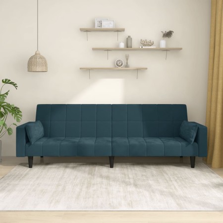 2-Sitzer-Schlafsofa mit zwei blauen Samtkissen von , Sofas - Ref: Foro24-375846, Preis: 274,40 €, Rabatt: %