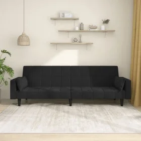 2-seater sofa bed with two black velvet pillows by , Sofas - Ref: Foro24-375850, Price: 270,30 €, Discount: %