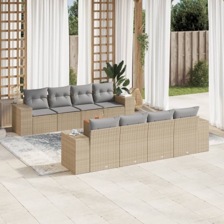 9-teiliges Gartensofa-Set mit beigen synthetischen Rattankissen von , Gartensets - Ref: Foro24-3225366, Preis: 544,72 €, Raba...
