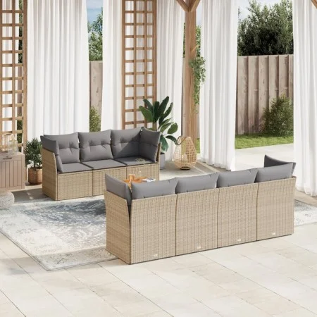 Gartensofa-Set mit beigen Kissen 8 Stück PE-Rattan von , Gartensets - Ref: Foro24-3223504, Preis: 495,79 €, Rabatt: %