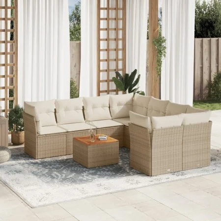 9-piece garden sofa set with beige synthetic rattan cushions by , Garden sets - Ref: Foro24-3223531, Price: 595,07 €, Discoun...