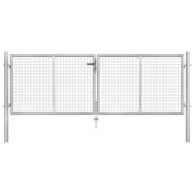 Puerta de jardín de acero galvanizado plateado 306x125 cm