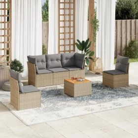 Gartensofa-Set mit Kissen, 6-teilig, beiges synthetisches Rattan von , Gartensets - Ref: Foro24-3223546, Preis: 358,33 €, Rab...