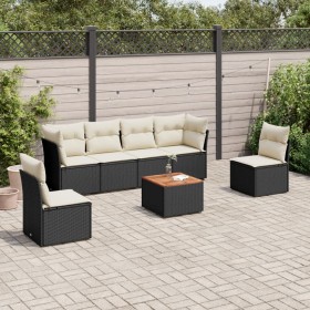 7-teiliges Garten-Essset und schwarze Kissen aus synthetischem Rattan von , Gartensets - Ref: Foro24-3223550, Preis: 357,58 €...