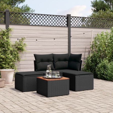 5-piece garden furniture set and black synthetic rattan cushions by , Garden sets - Ref: Foro24-3223584, Price: 258,23 €, Dis...