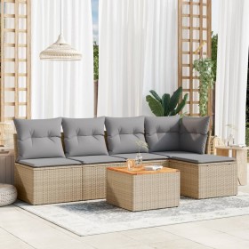 Garden sofa set with cushions 6 pieces beige synthetic rattan by , Garden sets - Ref: Foro24-3223602, Price: 325,02 €, Discou...