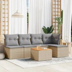 Gartensofa-Set mit Kissen, 6-teilig, beiges synthetisches Rattan von , Gartensets - Ref: Foro24-3223602, Preis: 330,81 €, Rab...