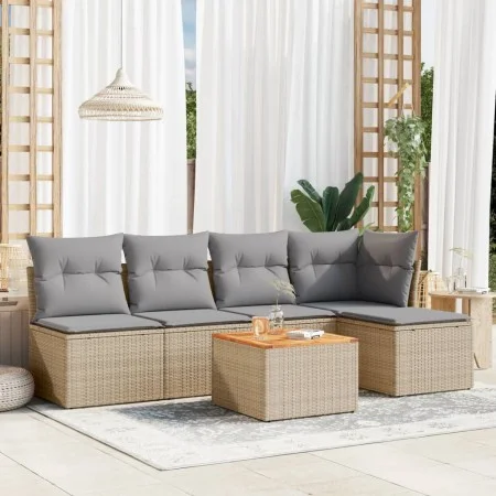 Juego de sofás jardín con cojines 6 pzas ratán sintético beige de , Conjuntos de jardín - Ref: Foro24-3223602, Precio: 332,76...
