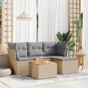 Garden sofa set with cushions 5 pieces beige synthetic rattan by , Garden sets - Ref: Foro24-3223609, Price: 274,63 €, Discou...