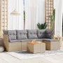 Gartensofa-Set mit Kissen, 6-teilig, beiges synthetisches Rattan von , Gartensets - Ref: Foro24-3223616, Preis: 325,74 €, Rab...
