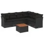 Set de comedor de jardín 7 pzas y cojines ratán sintético negro de , Conjuntos de jardín - Ref: Foro24-3223654, Precio: 443,3...