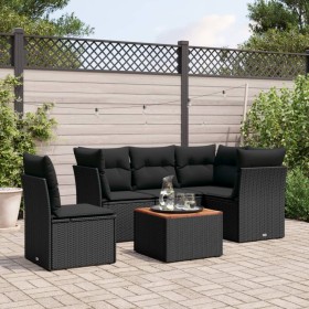 6-piece garden sofa set and black synthetic rattan cushions by , Garden sets - Ref: Foro24-3223640, Price: 370,76 €, Discount: %