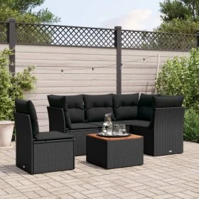 6-piece garden sofa set and black synthetic rattan cushions by , Garden sets - Ref: Foro24-3223640, Price: 377,19 €, Discount: %