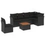 Set de comedor de jardín 7 pzas y cojines ratán sintético negro de , Conjuntos de jardín - Ref: Foro24-3223661, Precio: 443,3...