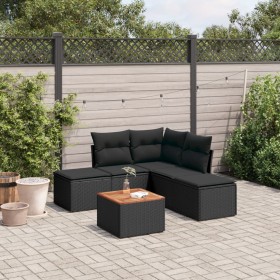 6-piece garden sofa set and black synthetic rattan cushions by , Garden sets - Ref: Foro24-3223668, Price: 310,15 €, Discount: %