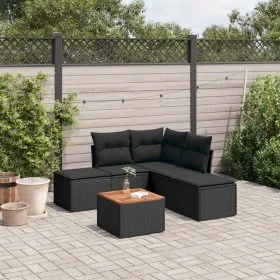 6-piece garden sofa set and black synthetic rattan cushions by , Garden sets - Ref: Foro24-3223668, Price: 316,04 €, Discount: %