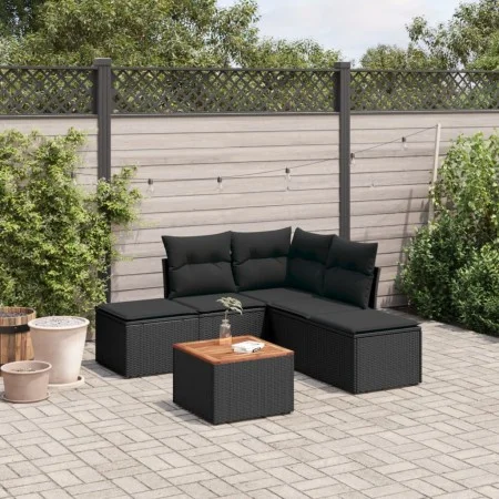 6-piece garden sofa set and black synthetic rattan cushions by , Garden sets - Ref: Foro24-3223668, Price: 316,04 €, Discount: %