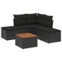 6-piece garden sofa set and black synthetic rattan cushions by , Garden sets - Ref: Foro24-3223668, Price: 316,04 €, Discount: %