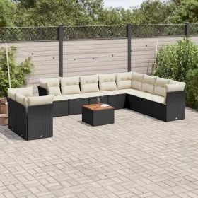 11-piece garden sofa set and black synthetic rattan cushions by , Garden sets - Ref: Foro24-3223718, Price: 644,88 €, Discoun...