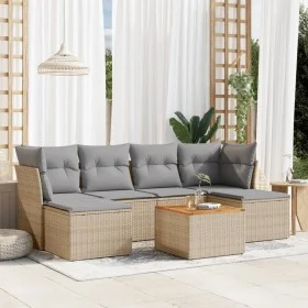 7-piece garden sofa set and beige synthetic rattan cushions by , Garden sets - Ref: Foro24-3223770, Price: 368,37 €, Discount: %