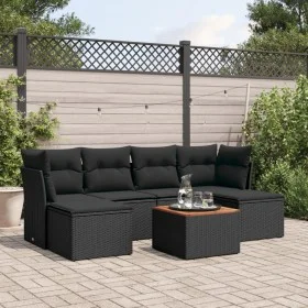 7-piece garden dining set and black synthetic rattan cushions by , Garden sets - Ref: Foro24-3223766, Price: 379,19 €, Discou...