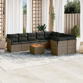10-piece garden sofa set with gray synthetic rattan cushions by , Garden sets - Ref: Foro24-3223820, Price: 569,79 €, Discoun...