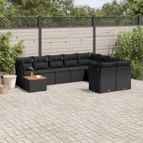 Gartensofa-Set 10-teilig mit schwarzen synthetischen Rattankissen von , Gartensets - Ref: Foro24-3223822, Preis: 615,85 €, Ra...