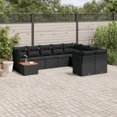 Garden sofa set 10 pieces with black synthetic rattan cushions by , Garden sets - Ref: Foro24-3223822, Price: 615,85 €, Disco...