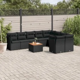 Gartensofa-Set 10-teilig mit schwarzen synthetischen Rattankissen von , Gartensets - Ref: Foro24-3223815, Preis: 615,85 €, Ra...