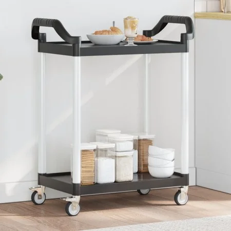 Carrito de 2 niveles aluminio negro 81x41x92 cm de , Carros de cocina y comedor - Ref: Foro24-30326, Precio: 60,15 €, Descuen...