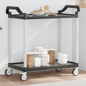 2-stöckiger Servierwagen aus schwarzem Aluminium, 99 x 50 x 97 cm von , Küchen- und Speisewagen - Ref: Foro24-30324, Preis: 9...