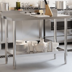 Mesa trabajo cocina y salpicadero acero inoxidable 110x55x93 cm de , Restauración - Ref: Foro24-376458, Precio: 161,45 €, Des...