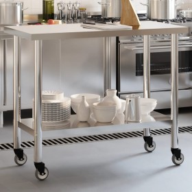Küchenarbeitstisch mit Edelstahlrädern 110x55x85 cm von , Wiederherstellung - Ref: Foro24-376464, Preis: 152,73 €, Rabatt: %
