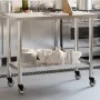 Kitchen work table with stainless steel wheels 110x55x85 cm by , Restoration - Ref: Foro24-376464, Price: 135,05 €, Discount: %