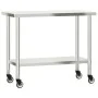 Kitchen work table with stainless steel wheels 110x55x85 cm by , Restoration - Ref: Foro24-376464, Price: 135,05 €, Discount: %