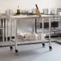 Mesa de trabajo de cocina con ruedas acero inox 110x55x85 cm