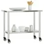 Kitchen work table with stainless steel wheels 110x55x85 cm by , Restoration - Ref: Foro24-376464, Price: 135,05 €, Discount: %